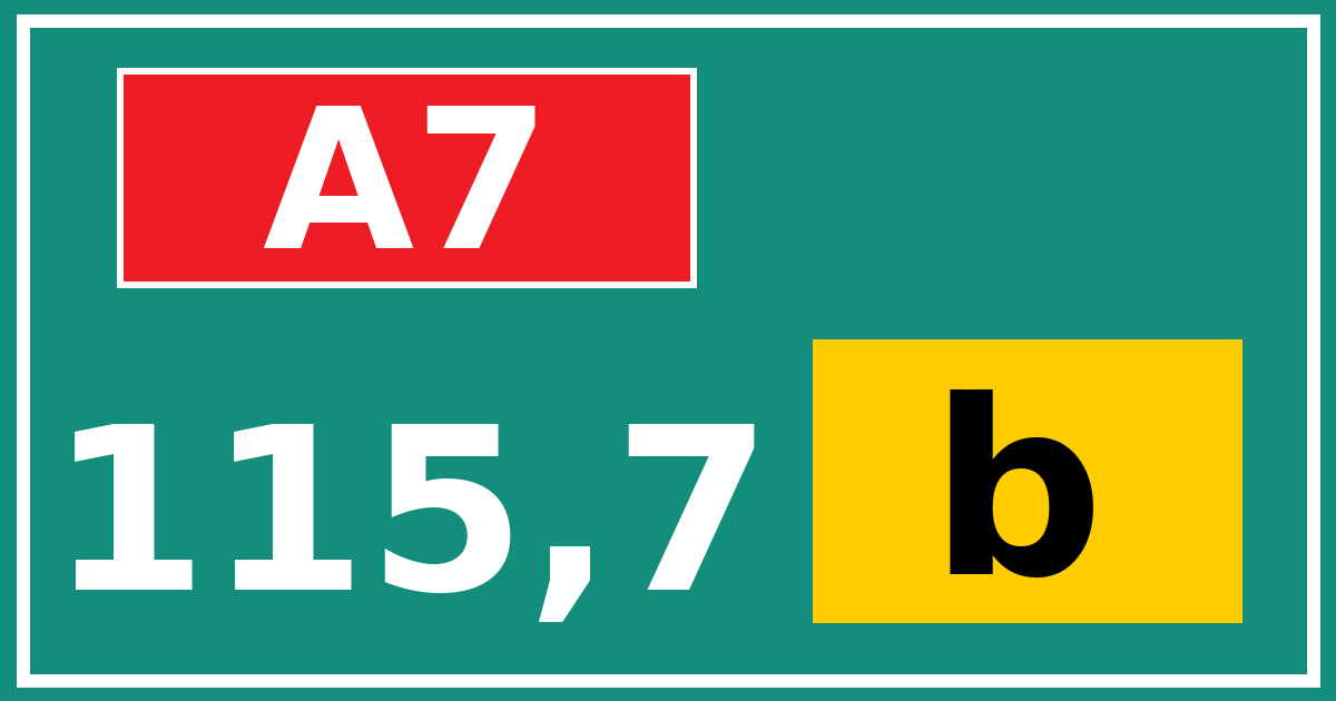 Hectometerbord A7 115,7 letter b