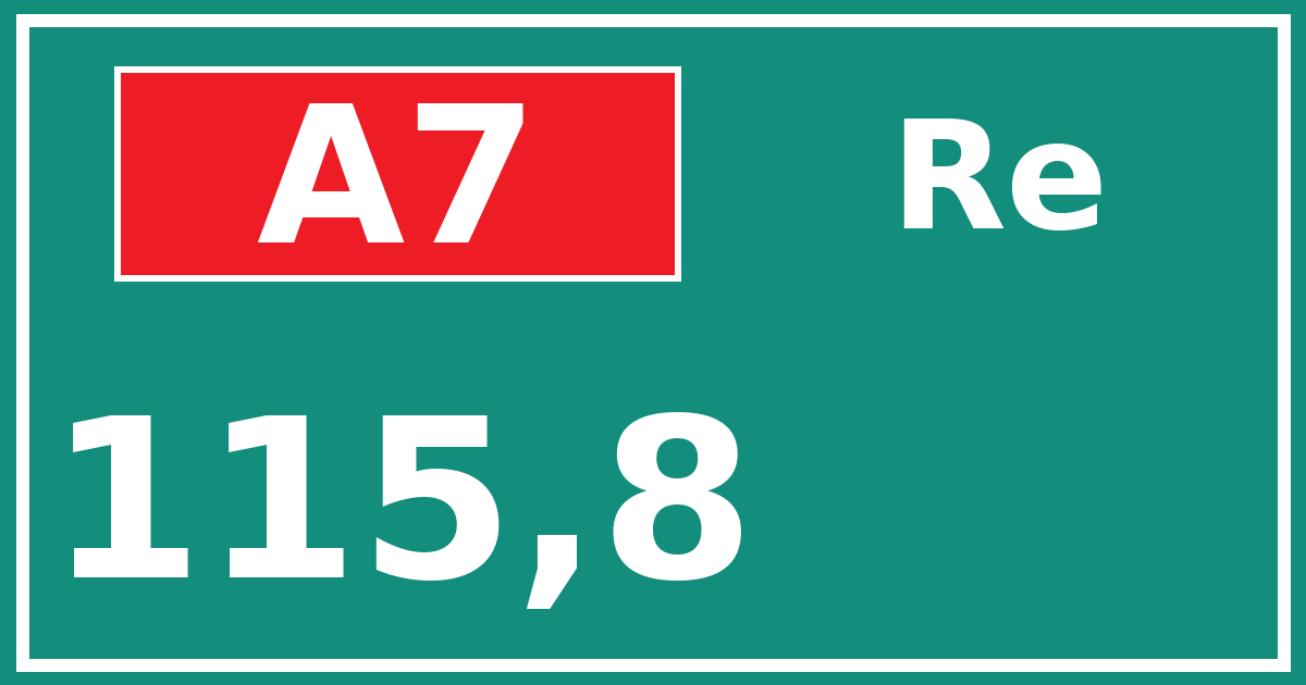 Hectometerbord A7 115,8 zijde Re