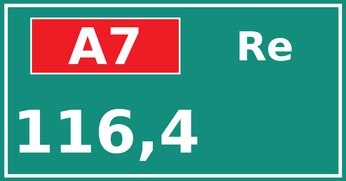Hectometerbord A7 116,4 zijde Re