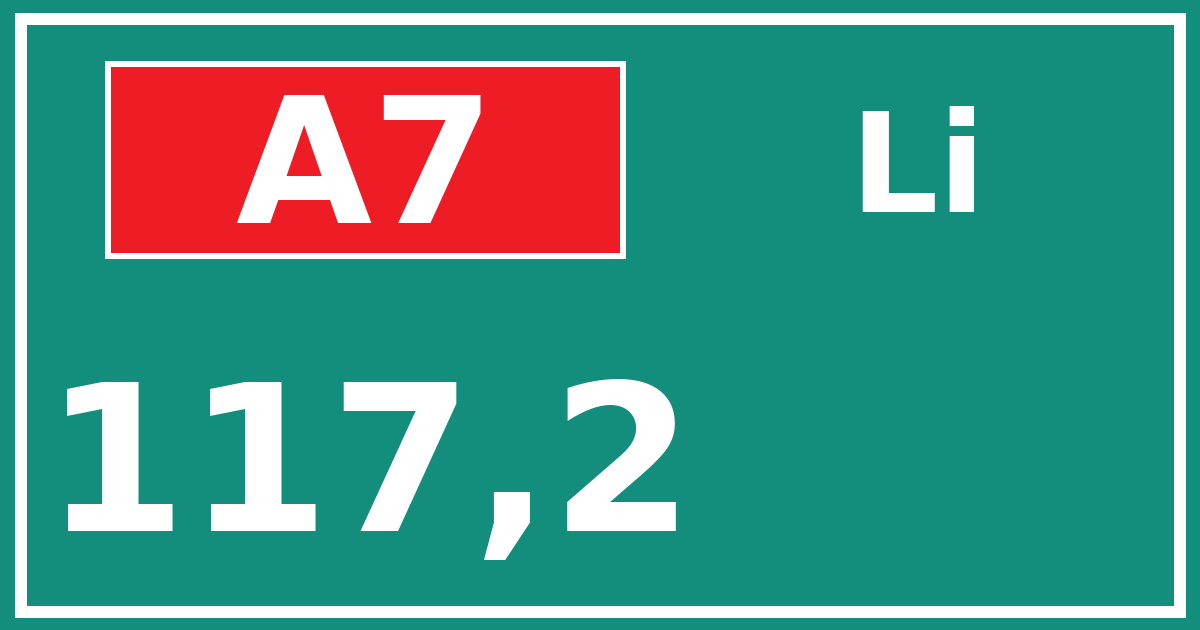 Hectometerbord A7 117,2 zijde Li