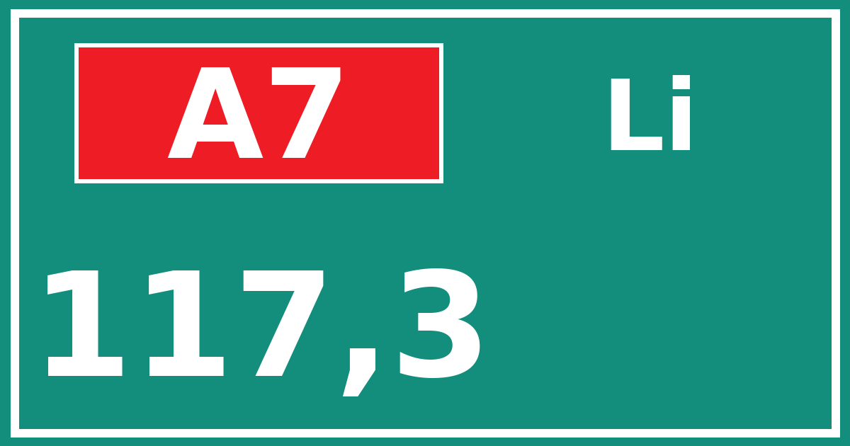 Hectometerbord A7 117,3 zijde Li