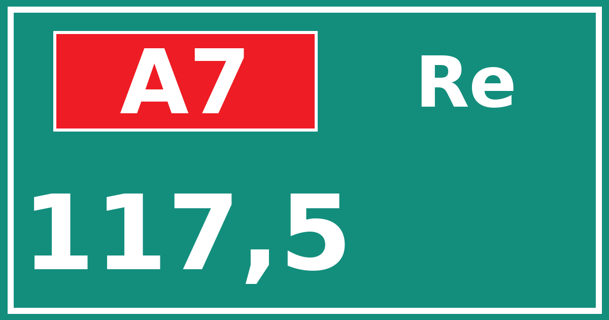 Hectometerbord A7 117,5 zijde Re