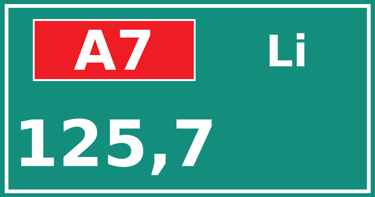 Hectometerbord A7 125,7 zijde Li