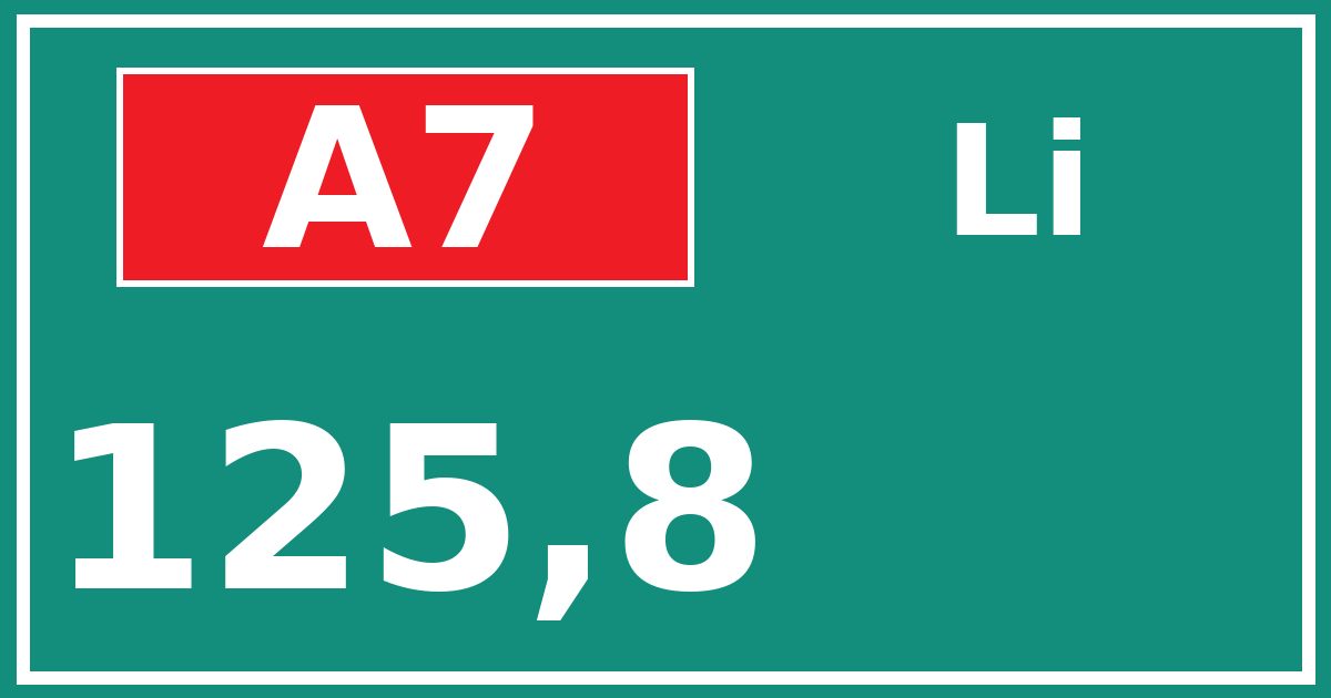 Hectometerbord A7 125,8 zijde Li