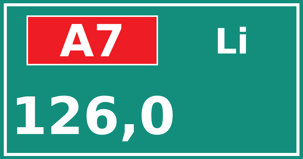 Hectometerbord A7 126,0 zijde Li