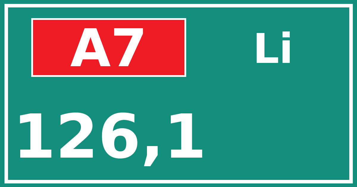 Hectometerbord A7 126,1 zijde Li