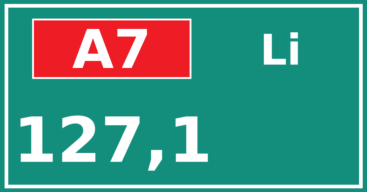 Hectometerbord A7 127,1 zijde Li