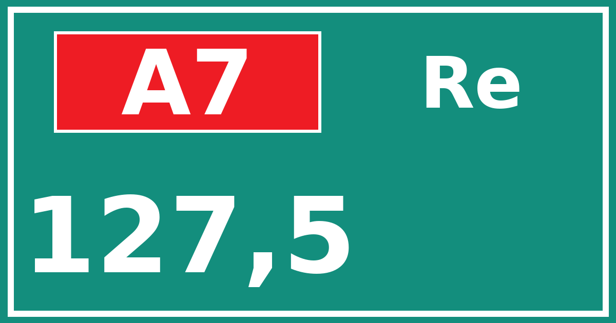 Hectometerbord A7 127,5 zijde Re