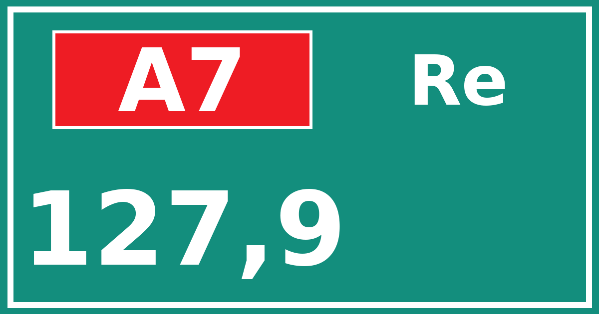 Hectometerbord A7 127,9 zijde Re