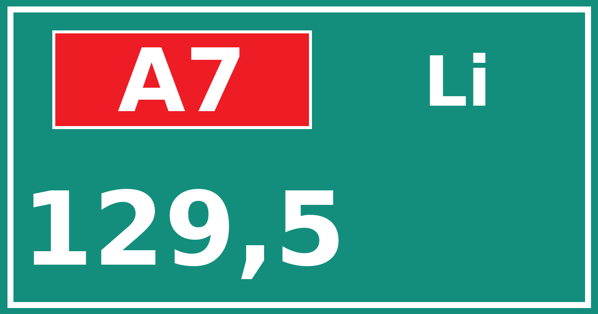 Hectometerbord A7 129,5 zijde Li