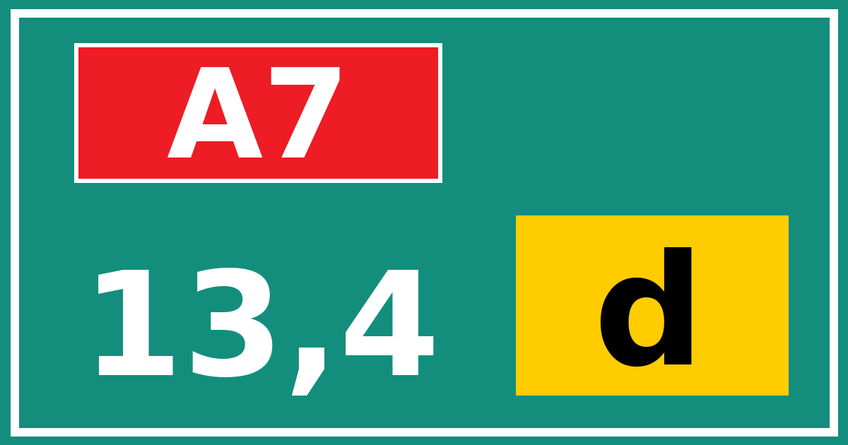 Hectometerbord A7 13,4 letter d