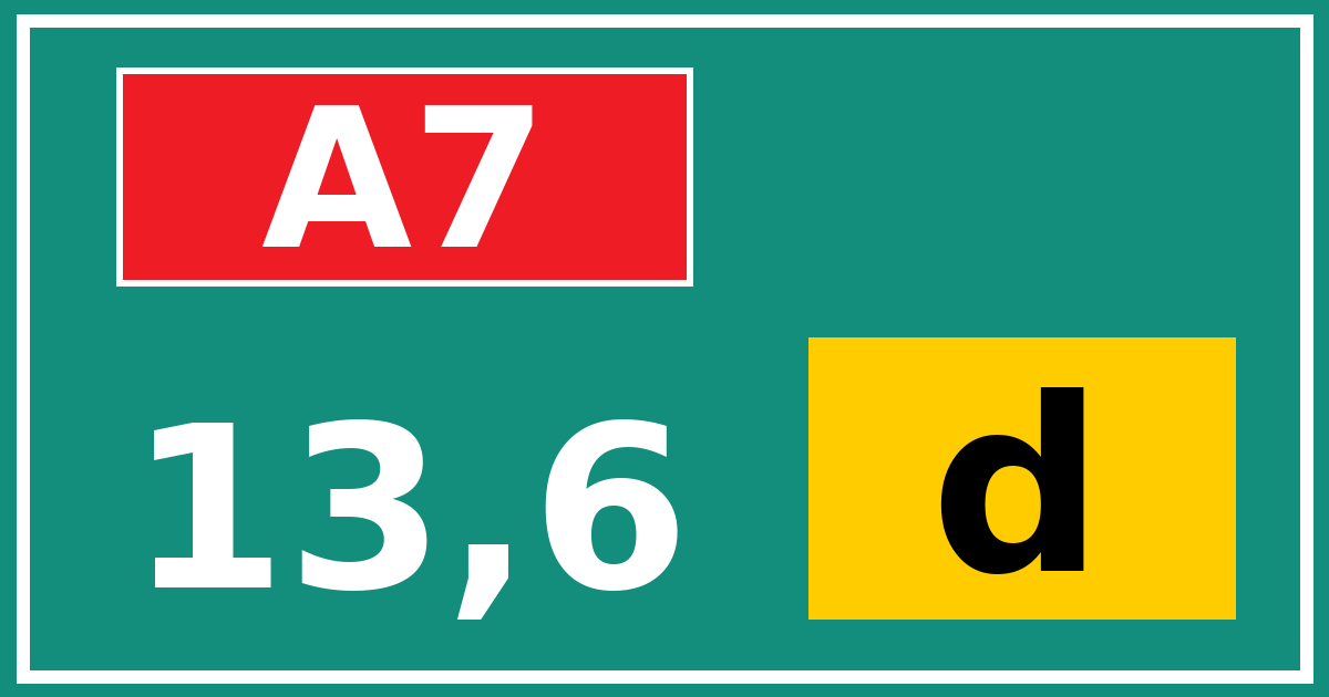 Hectometerbord A7 13,6 letter d