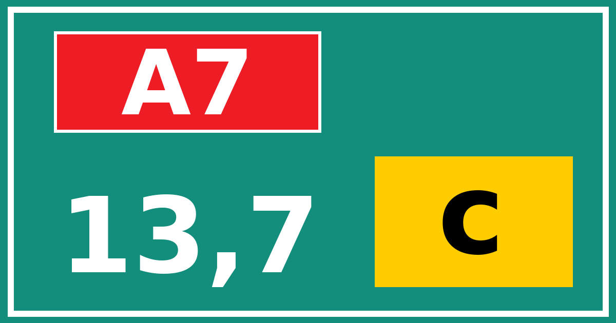 Hectometerbord A7 13,7 letter c
