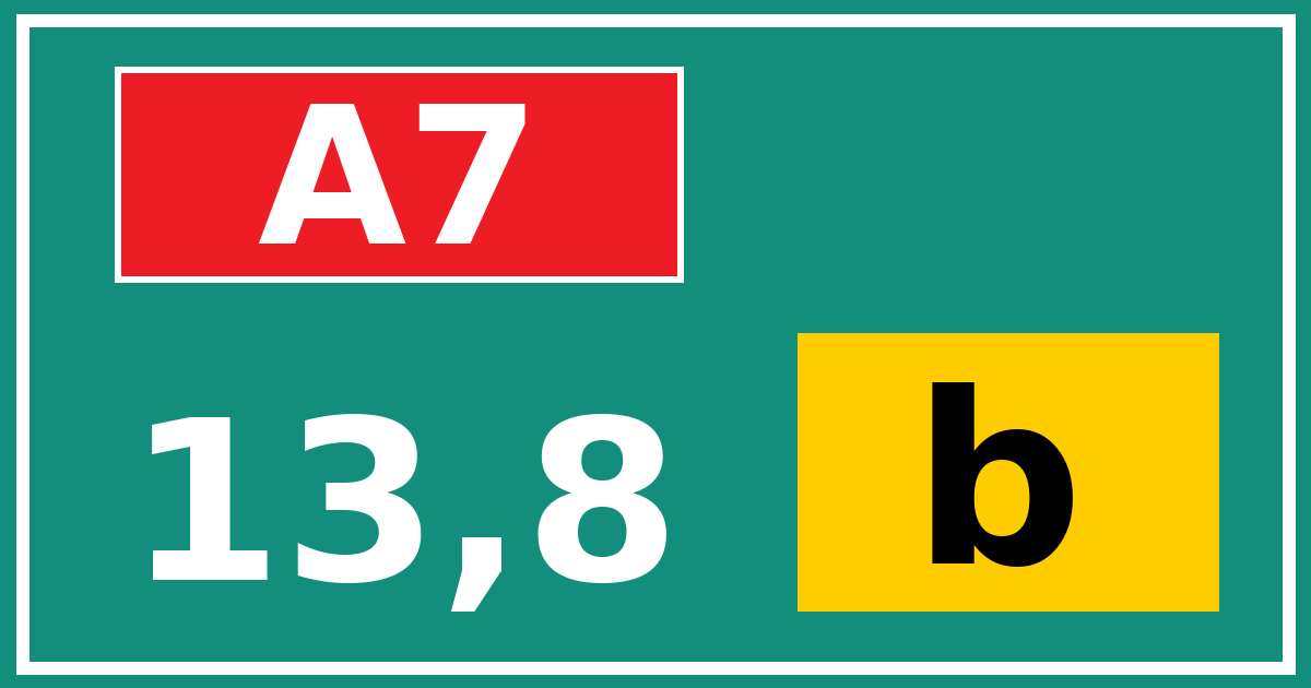 Hectometerbord A7 13,8 letter b