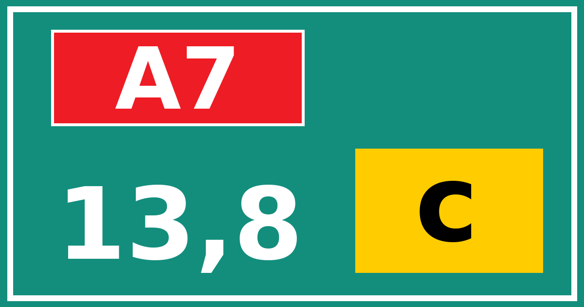 Hectometerbord A7 13,8 letter c