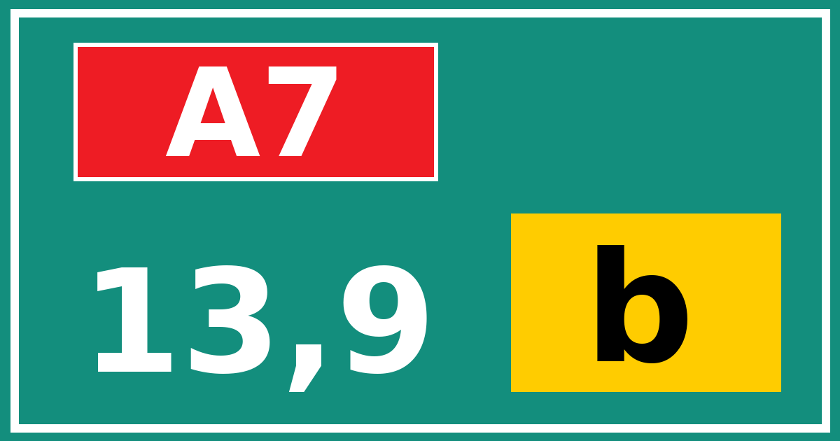 Hectometerbord A7 13,9 letter b
