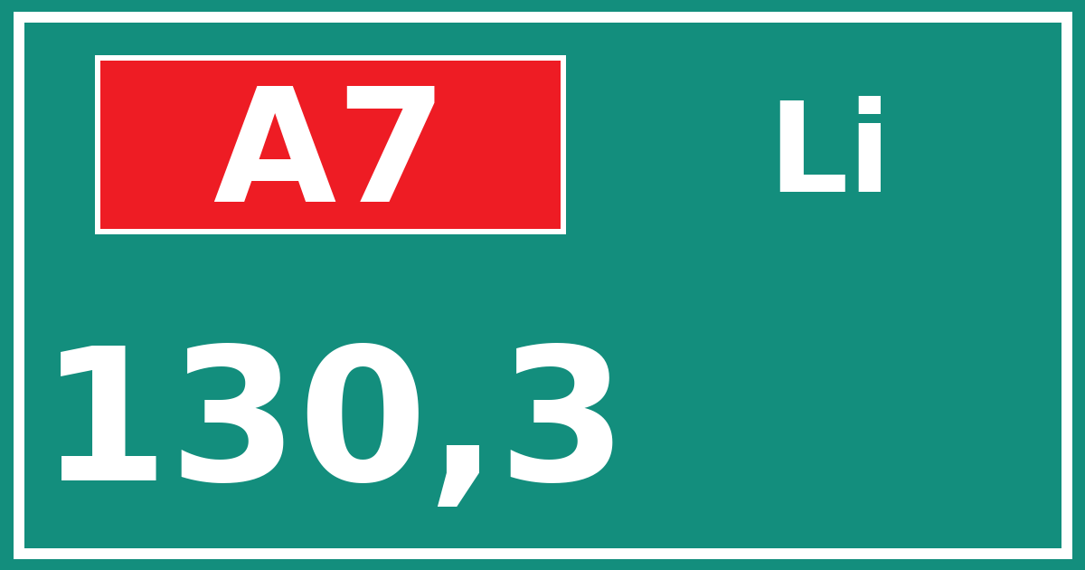 Hectometerbord A7 130,3 zijde Li