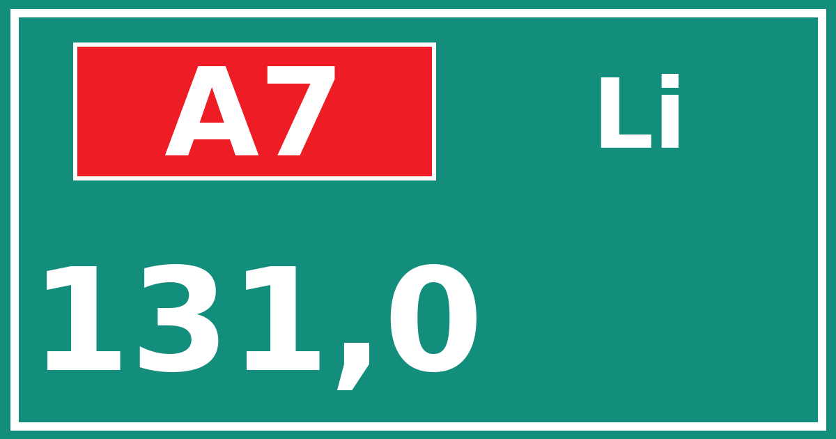 Hectometerbord A7 131,0 zijde Li