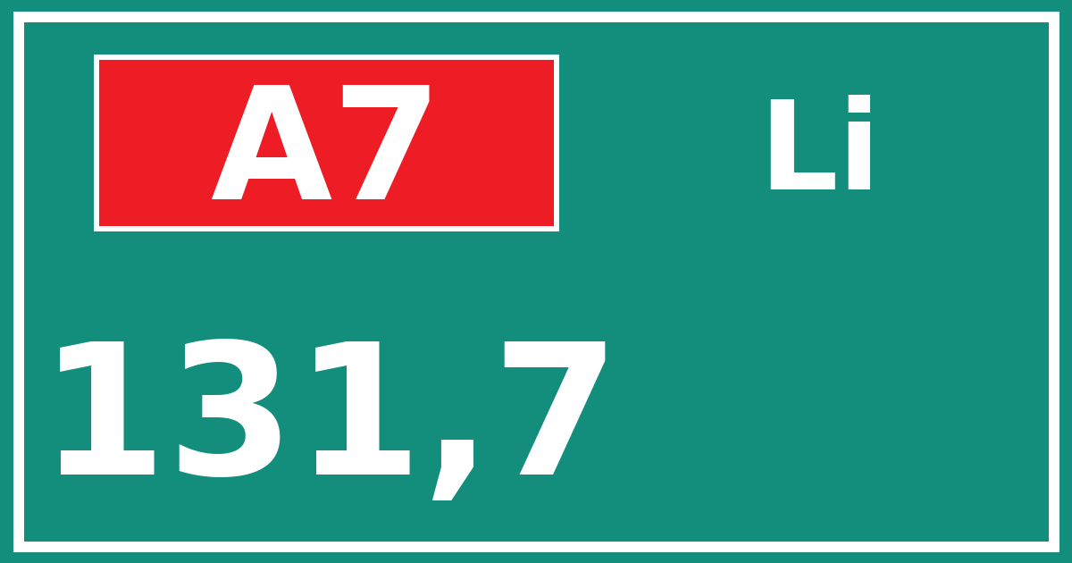 Hectometerbord A7 131,7 zijde Li