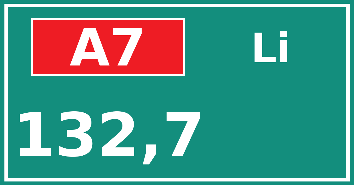 Hectometerbord A7 132,7 zijde Li