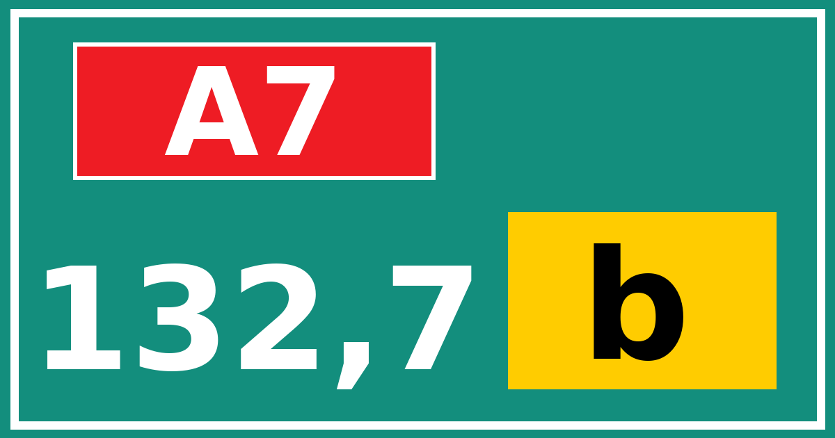 Hectometerbord A7 132,7 letter b