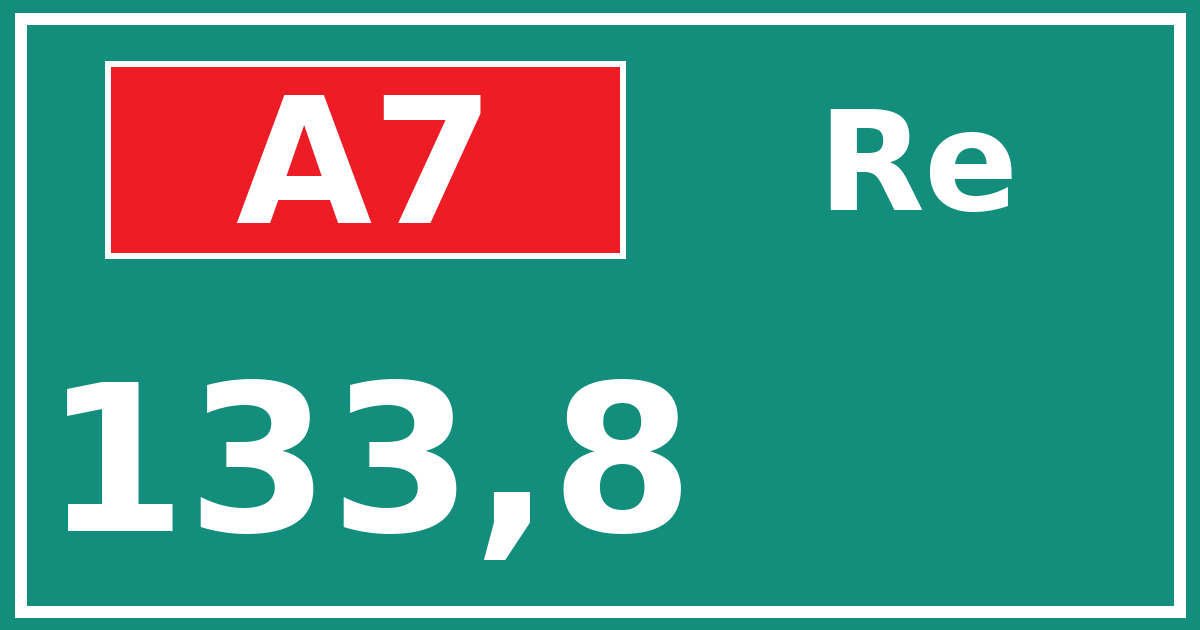 Hectometerbord A7 133,8 zijde Re