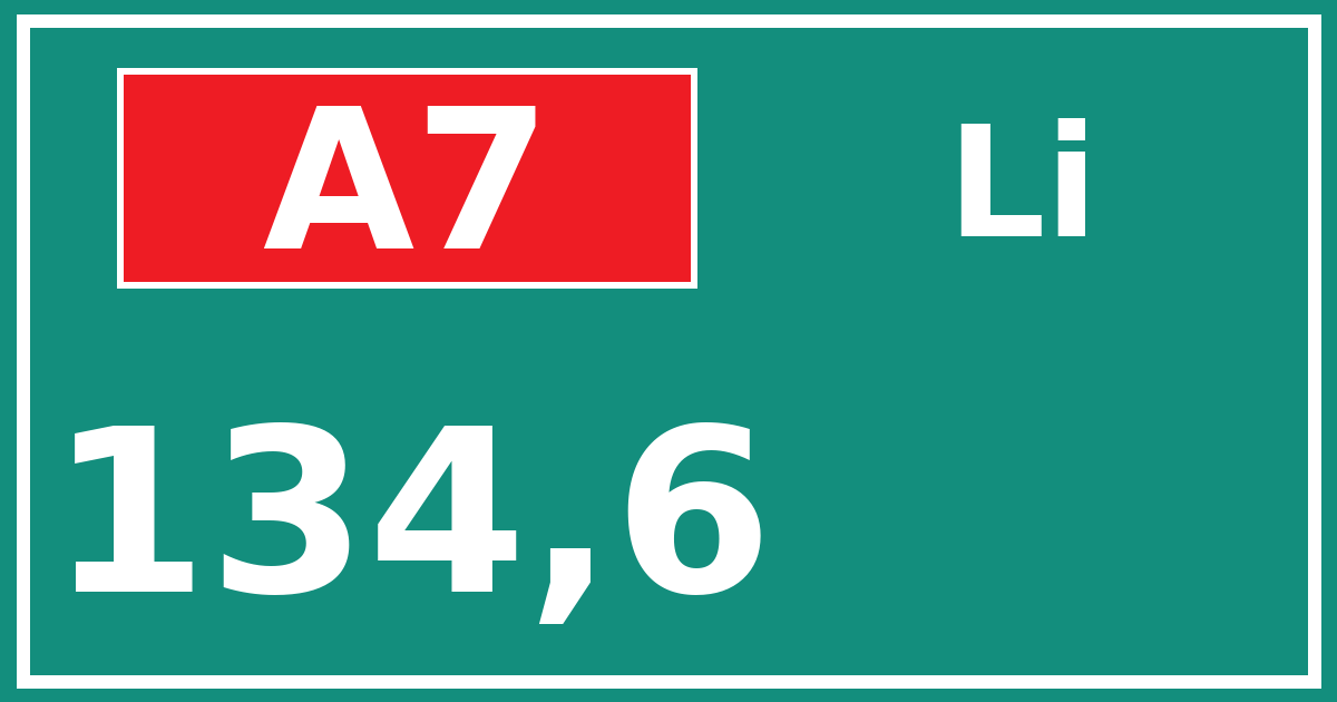 Hectometerbord A7 134,6 zijde Li