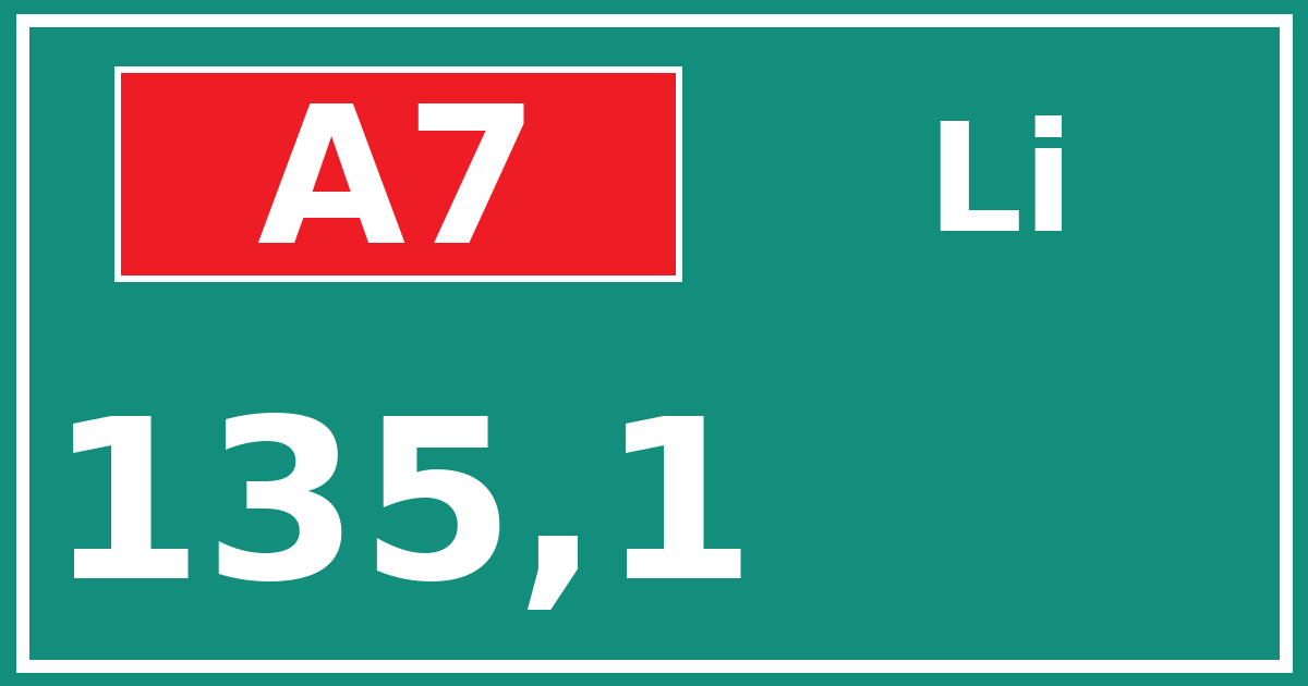 Hectometerbord A7 135,1 zijde Li