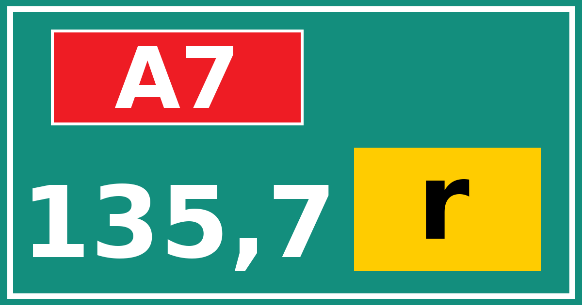 Hectometerbord A7 135,7 letter r