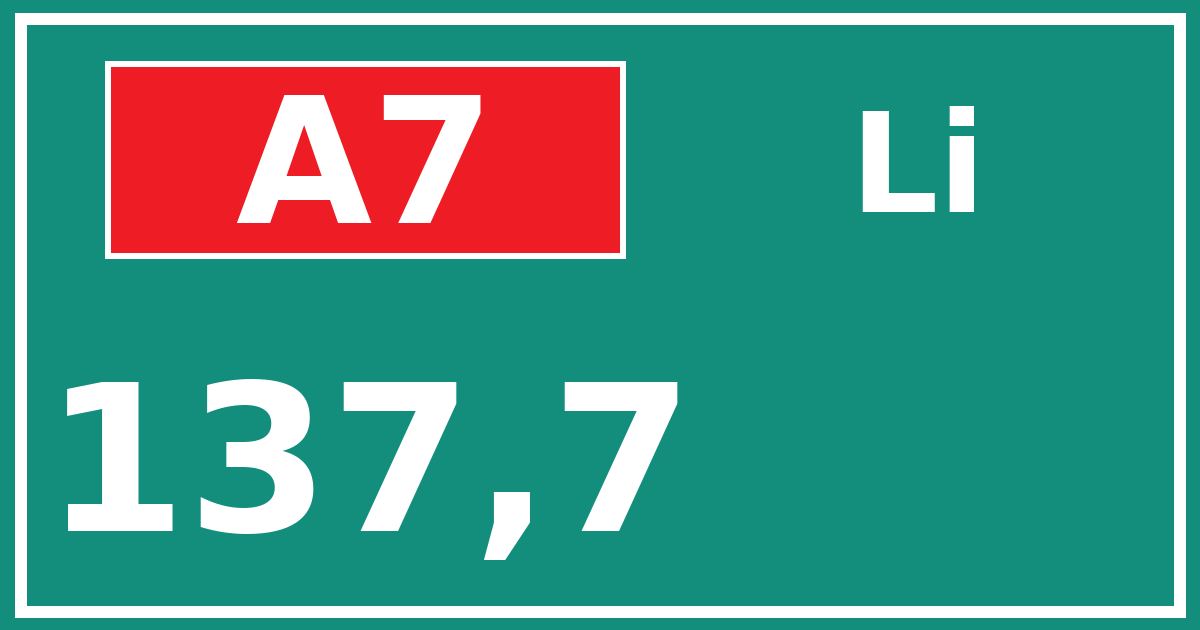 Hectometerbord A7 137,7 zijde Li