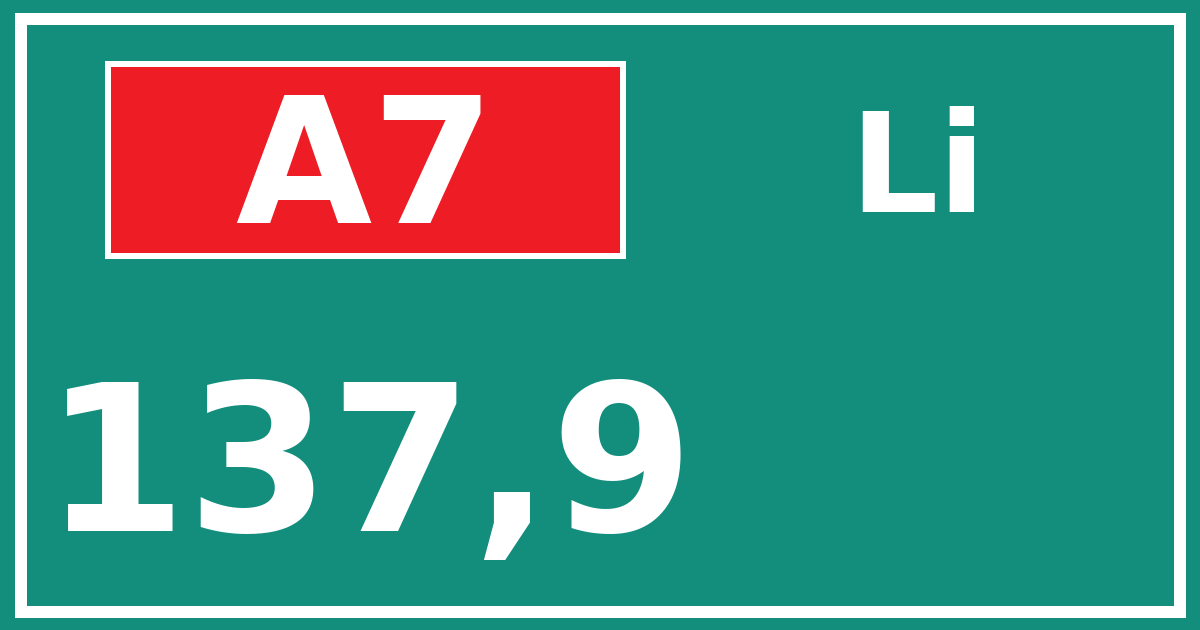 Hectometerbord A7 137,9 zijde Li