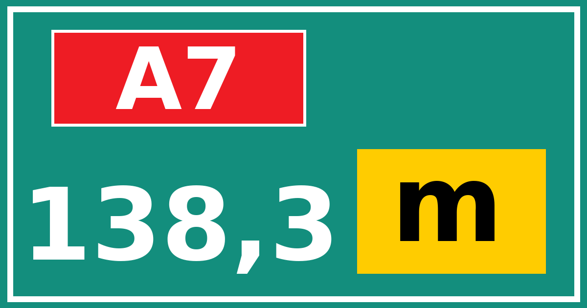 Hectometerbord A7 138,3 letter m