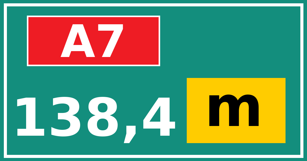 Hectometerbord A7 138,4 letter m