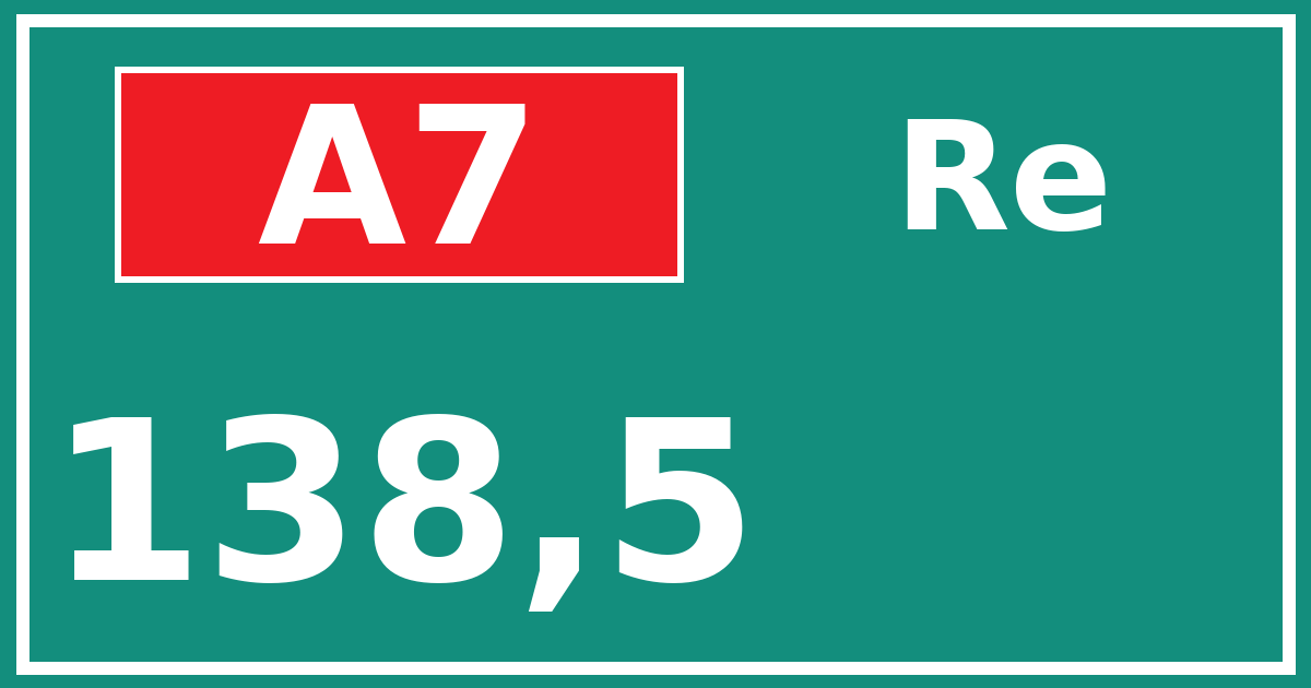 Hectometerbord A7 138,5 zijde Re
