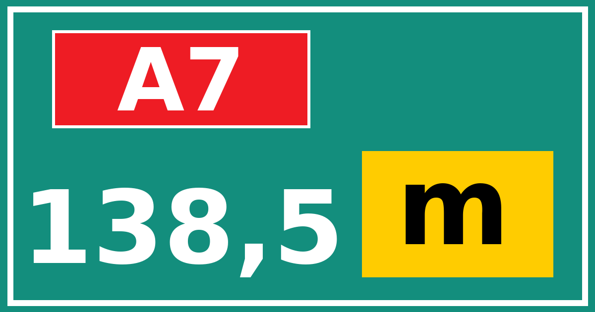 Hectometerbord A7 138,5 letter m