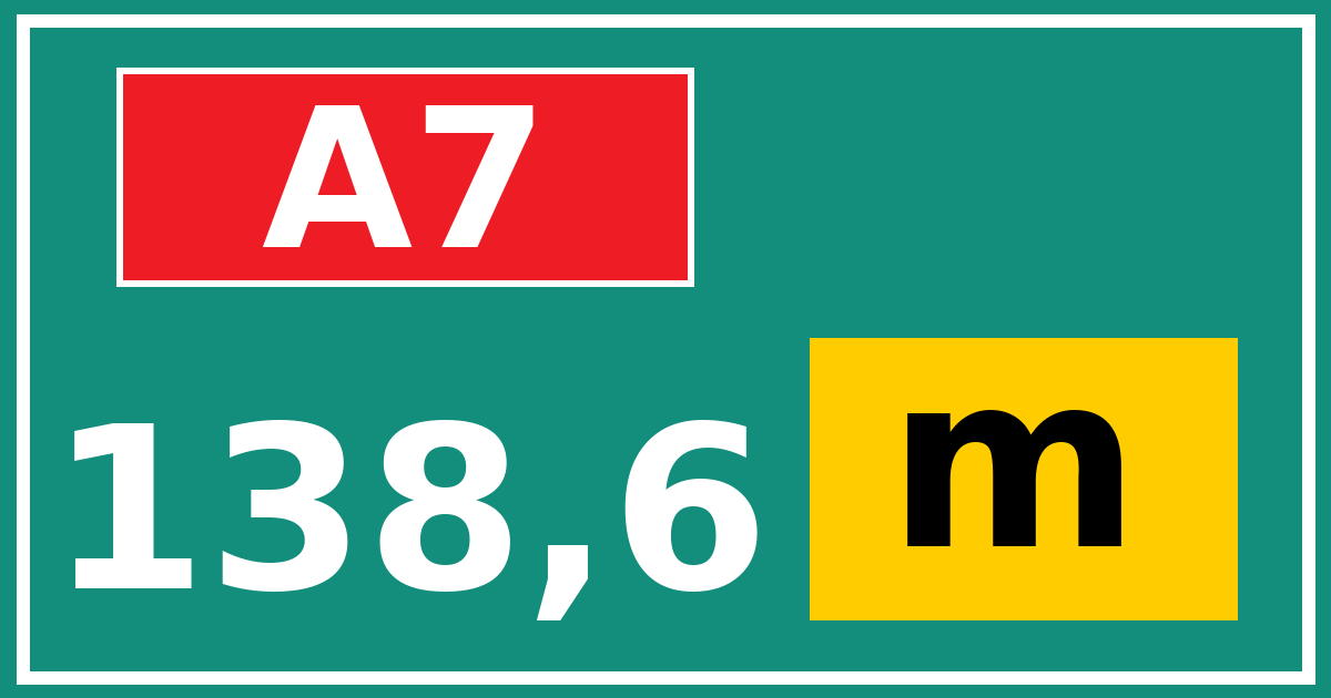 Hectometerbord A7 138,6 letter m