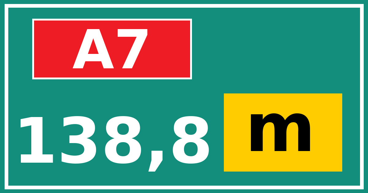 Hectometerbord A7 138,8 letter m