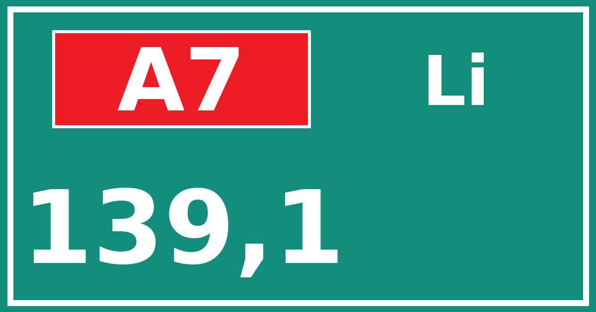 Hectometerbord A7 139,1 zijde Li