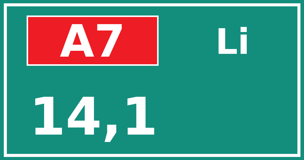 Hectometerbord A7 14,1 zijde Li