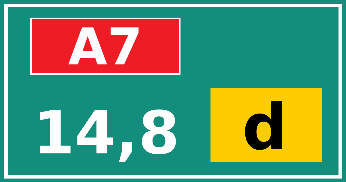 Hectometerbord A7 14,8 letter d