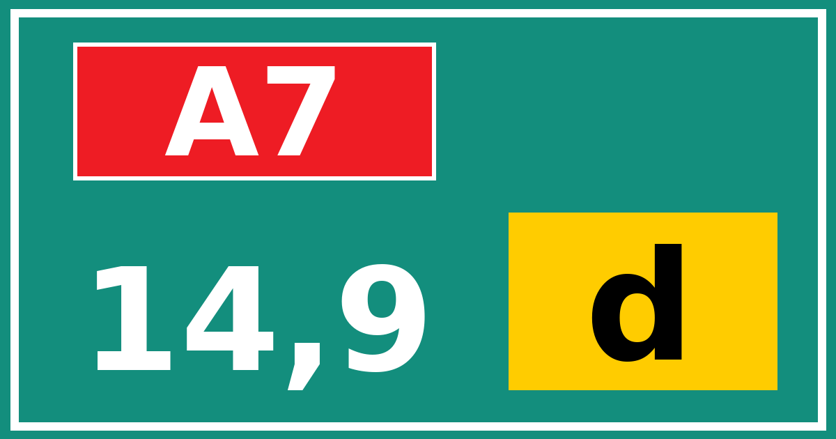 Hectometerbord A7 14,9 letter d