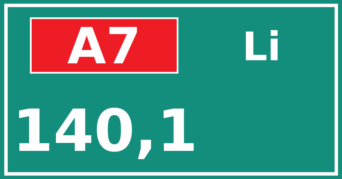 Hectometerbord A7 140,1 zijde Li