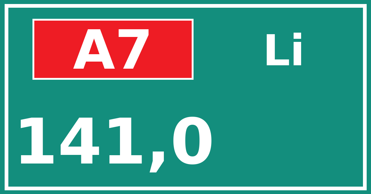 Hectometerbord A7 141,0 zijde Li
