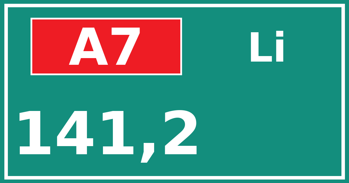 Hectometerbord A7 141,2 zijde Li