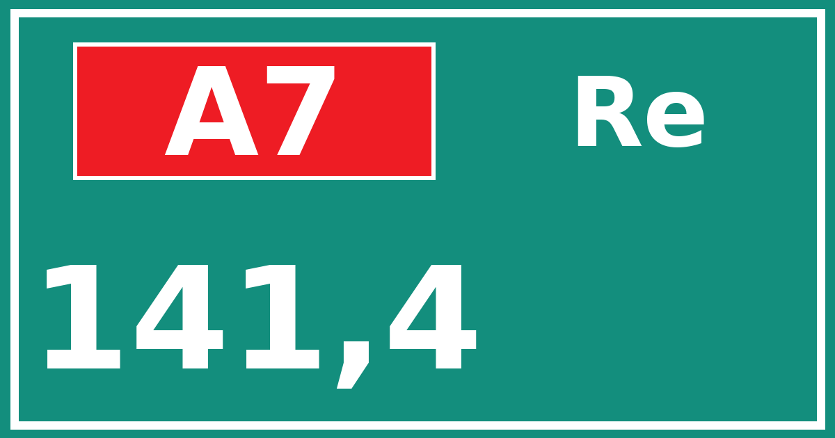 Hectometerbord A7 141,4 zijde Re
