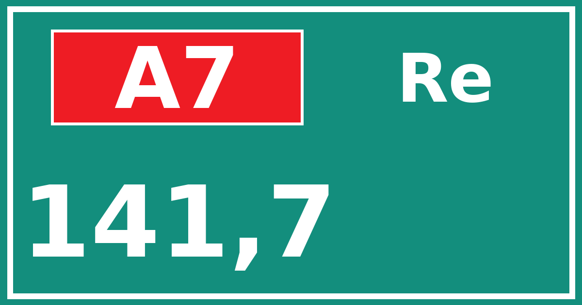 Hectometerbord A7 141,7 zijde Re