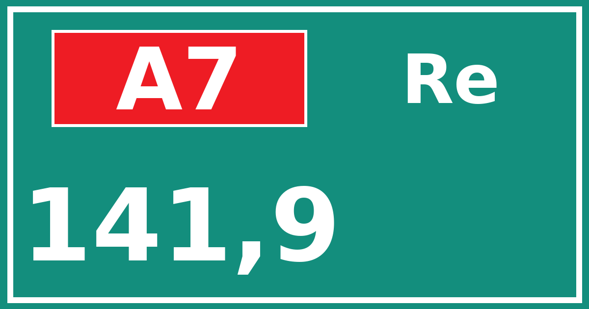 Hectometerbord A7 141,9 zijde Re