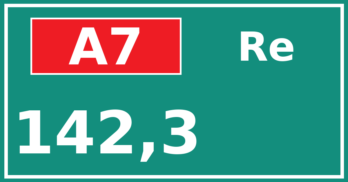 Hectometerbord A7 142,3 zijde Re