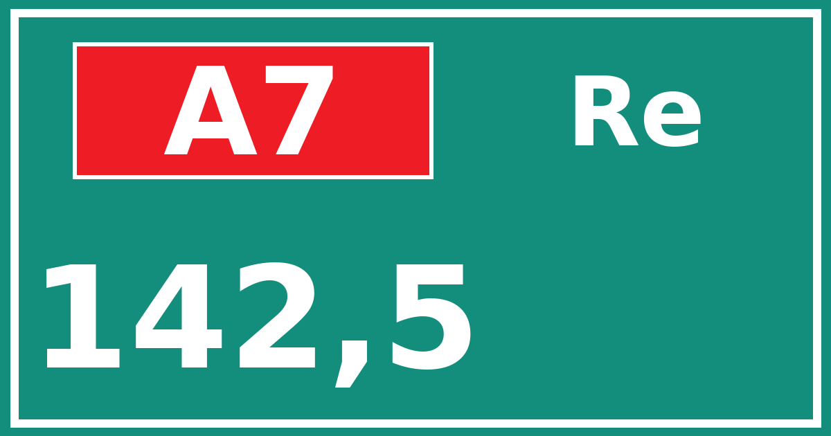 Hectometerbord A7 142,5 zijde Re