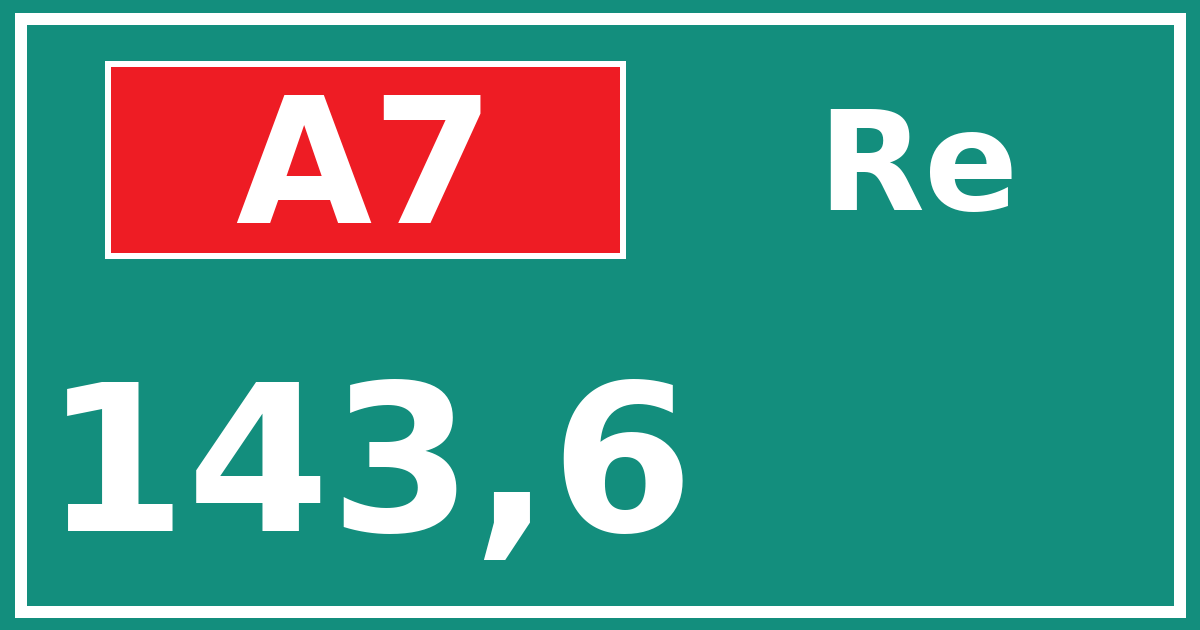 Hectometerbord A7 143,6 zijde Re